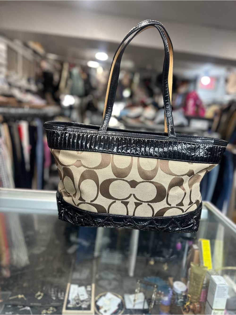 Coach jacquard handbag . Like new